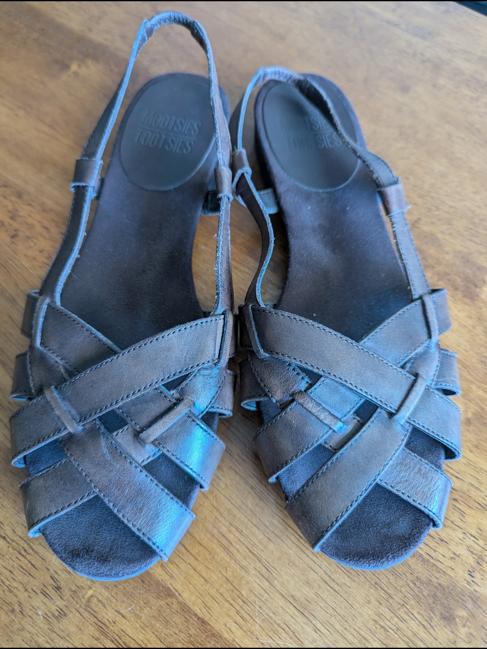 Mootsies Tootsies Brown Leather Slingback Sandals Size 9